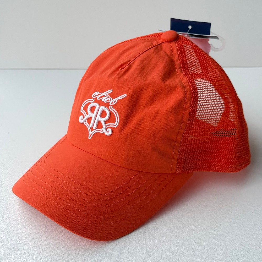 Roller Rabbit Club RR Trucker Hat Orange Mesh Snapback Logo Baseball Cap